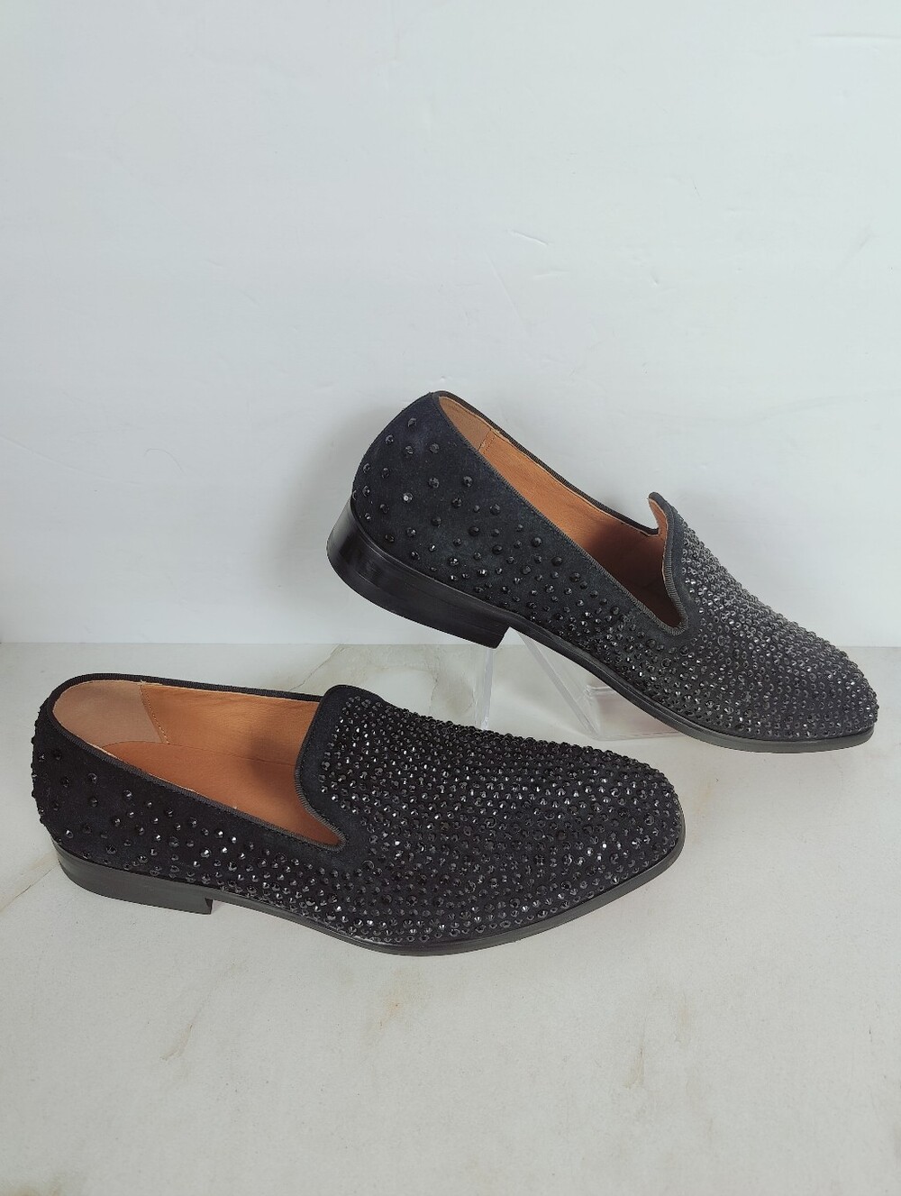 NWOT Erphpre Paul Black All Over Rhinestone Embellished Dress Loafers, 9.5
